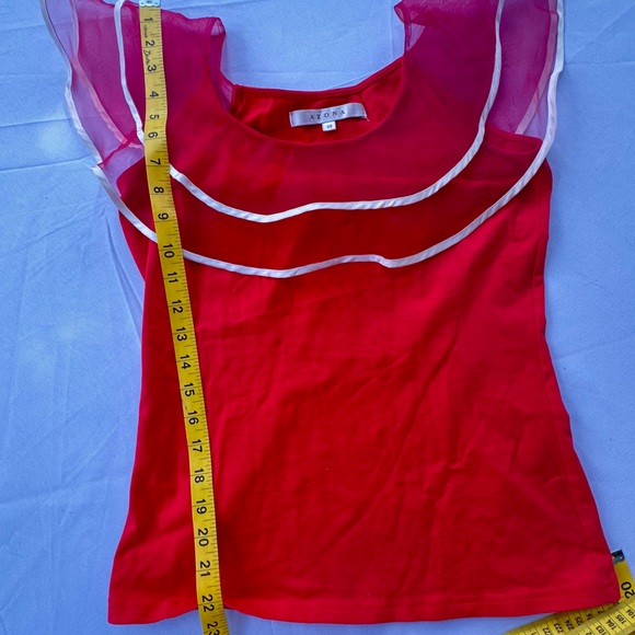 Red Ruffle Sleeve Top - Picture 5 of 7